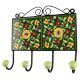 Forest Green Ceramic Floral Tile Wall Hook